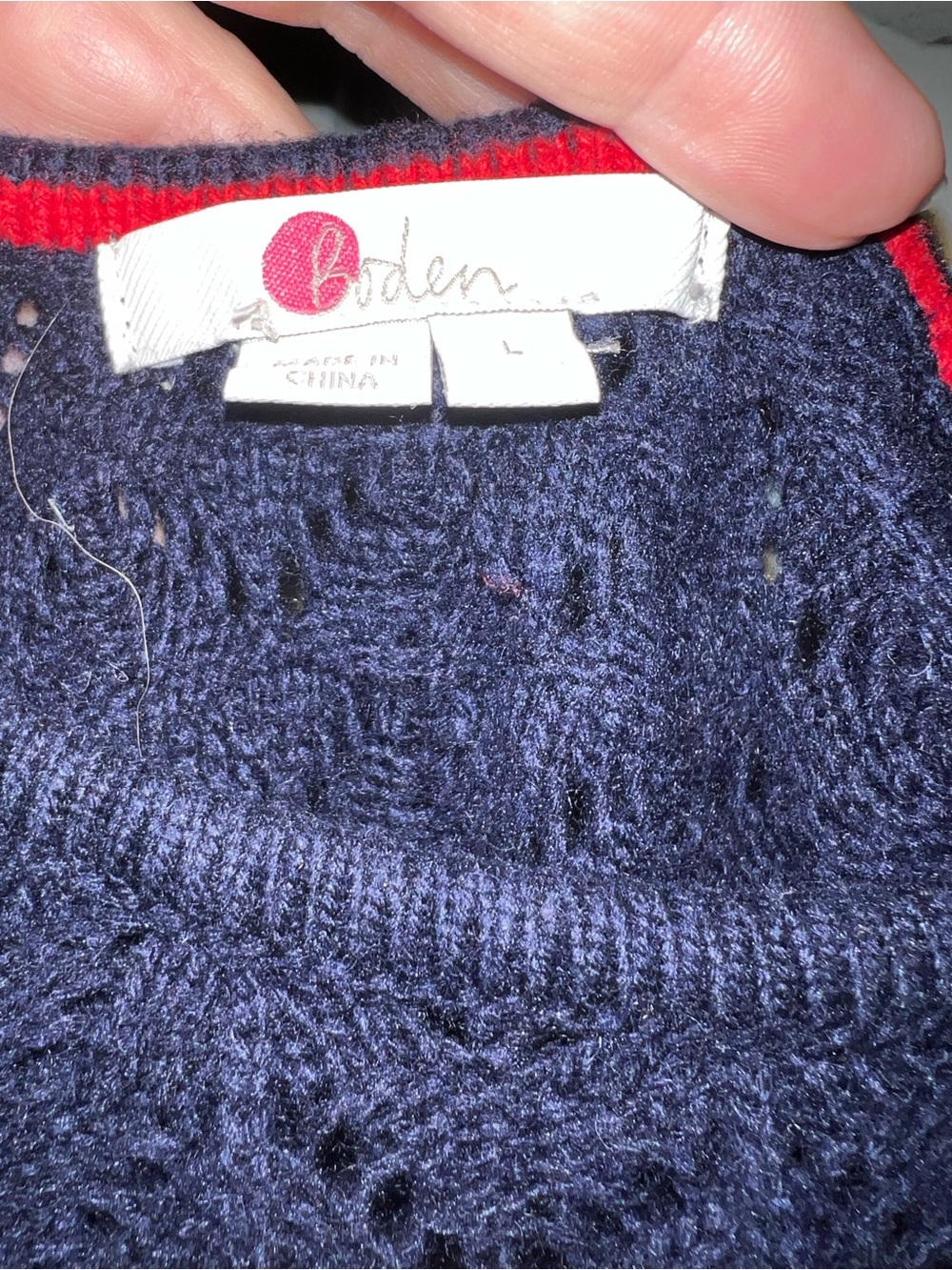 Boden Black Openwork Deep Back Crewneck Sweater - Picture 4 of 11